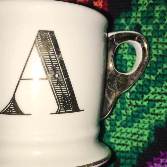 Anthropologie monogrammed gold trim mug - Picture 3 of 16